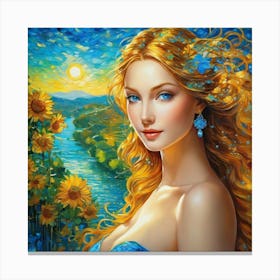 Sunflower Girl dt Canvas Print