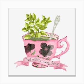 Pink vintage teacup Canvas Print