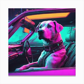 Dog In A Car Canvas Print