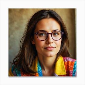 Young Woman Wearing Glasses Canvas Print