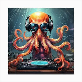 Dj Octopus 7 Canvas Print