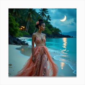 Moonlight On The Beach Canvas Print