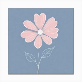 A White And Pink Flower In Minimalist Style Square Composition 541 Canvas Print