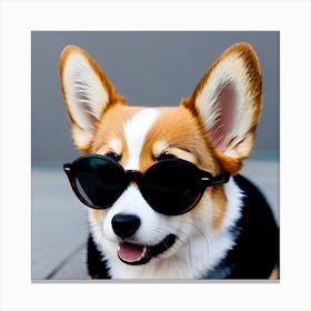 Corgi Wearing Sunglasses 14 Canvas Print