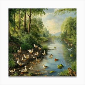 Ducks By The River 1 Canvas Print