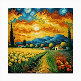 Starry Night In The Field Canvas Print