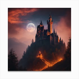 Dracula's Castle At Night Canvas Print