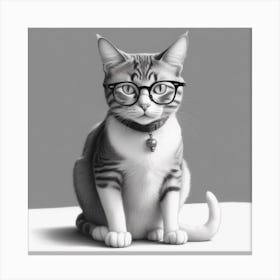 Cat With Glasses Canvas Print