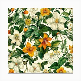 Floral Seamless Pattern Art Canvas Print