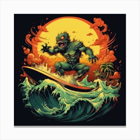 Surfer Monster Canvas Print
