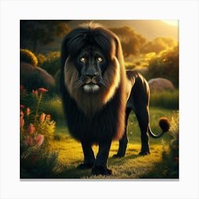 Lion In The Grass Canvas Print