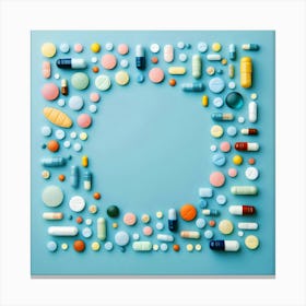 Medicine Capsules In A Circle Canvas Print