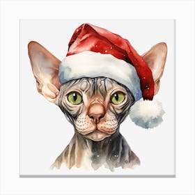 Sphynx Cat In Santa Hat 3 Canvas Print