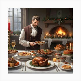 Albedobase Xl A Lavishly Set Christmas Dinner Table With Candl 0 Canvas Print