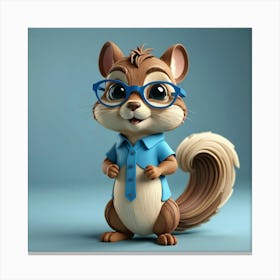 Cartoon Squirrel With Glasses 5 Leinwandbild