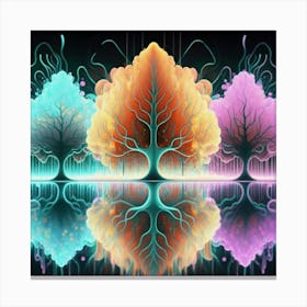 Three Colorful Trees in neon colors 15 Canvas Print