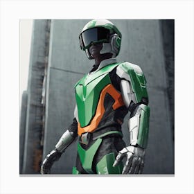 Green And Orange Robot Canvas Print