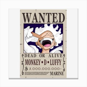 Wanted Dead Or Alive Monkey D Luffy Marine Canvas Print