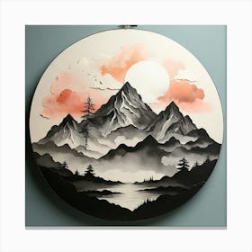 Boho Art Silhouette of Mountains Canvas Print
