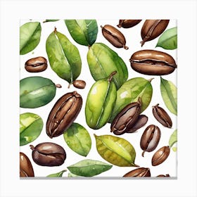 Coffee Beans Seamless Pattern 12 Canvas Print