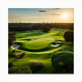 Golf Course At Sunset 7 Canvas Print