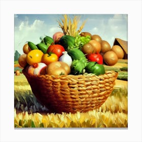 Basket Of Vegetables Canvas Print