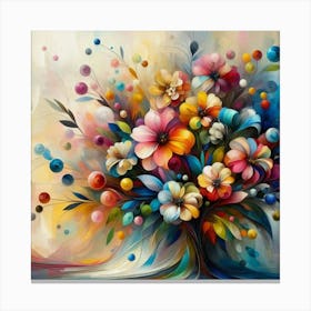 Flowers oil painting abstract painting art 3 Canvas Print