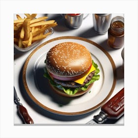 Burger And Fries 25 Canvas Print