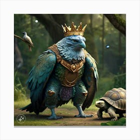 The King Of The Birds Approaching Tortoise Looking Stern And Disapproving (1) Canvas Print