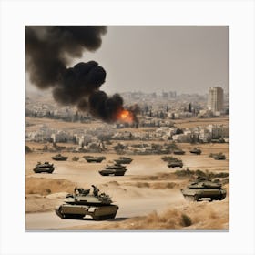 Israeli Tanks In The Desert 1 Canvas Print