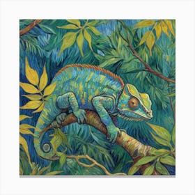 The Art of Camouflage: Chameleon in the Forest Canvas Print