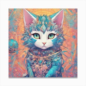 Cinematic Highly Detailed Head And Shoulders Portrait Of A Beautiful Emo Rivethead Goth Cat With Emo Canvas Print