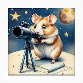 Hamster Looking At The Stars Canvas Print