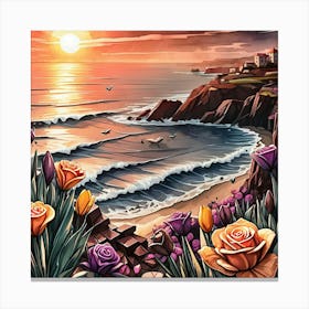 Sunset At The Beach 6 Canvas Print