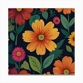 Seamless Pattern With Flowers Canvas Print