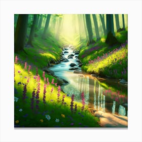 Stream In The Forest Canvas Print