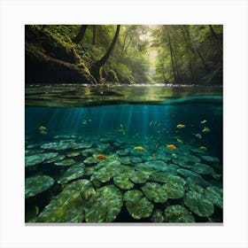 Default A Tranquil River Winding Through A Dense Forest Sunlig 0 Canvas Print