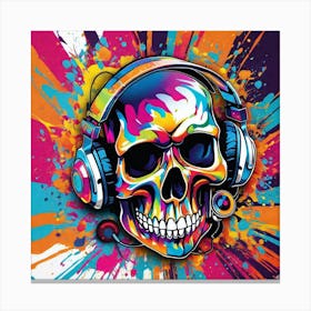 Skull With Headphones 19 Canvas Print