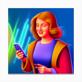 Woman With A Phone Canvas Print