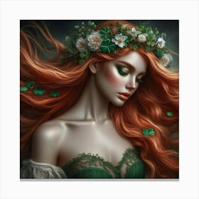 Irish Girl With Shamrock Canvas Print