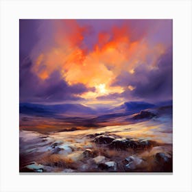 Abstract Colorful Landscape Storm Cloud Sunset Canvas Print