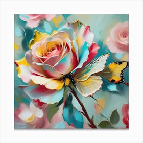 Roses And Butterflies 5 Canvas Print