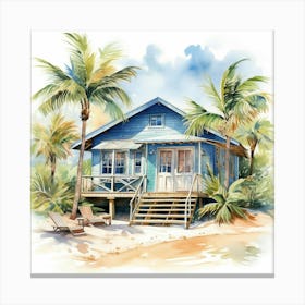 Watercolor Of A Beach House 1 Canvas Print