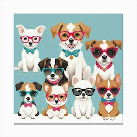 Default Dogs With Glasses Nursery Art 1 Canvas Print