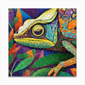 A Stunning Minimalist Abstract Art Featuring A Vibrant Chameleon Elegantly Adorned With An Array Of 668911348 (2) Canvas Print