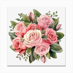 Bouquet Of Pink Roses 7 Canvas Print