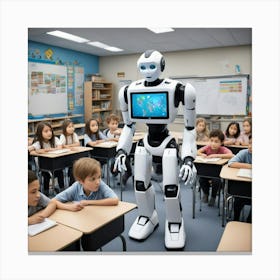 Robot In Classroom 1 Canvas Print