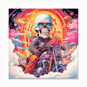 Skull On A Motorcycle Canvas Print