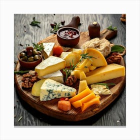 Firefly Artisan Cheese Board With Gourmet Selections 45180 Canvas Print