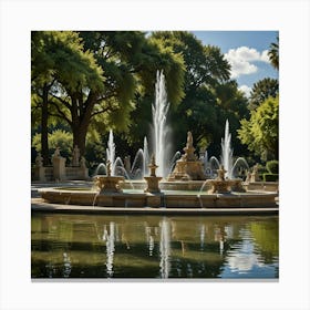 Fountain In The Park 5 Canvas Print